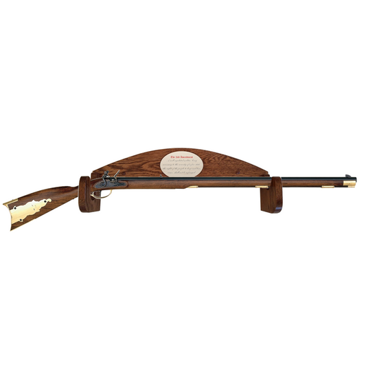 Personalized 1-Gun Horizontal Solid Oak Wall Display Gun Rack with Choice of Art and Text Option