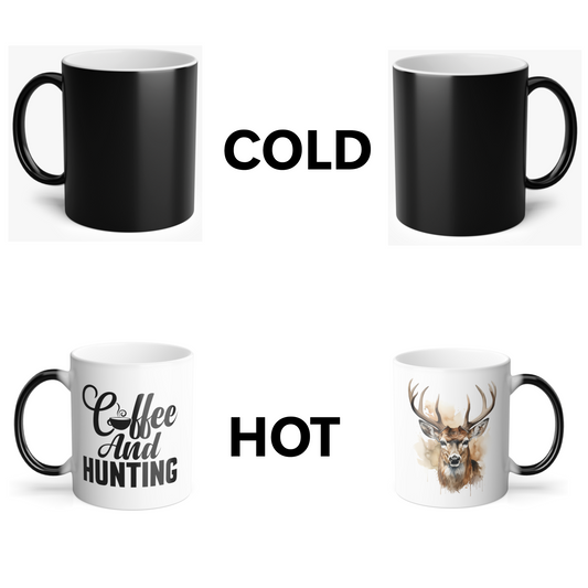 Magic Mug! Color-Changing Coffee and Hunting Mug - Heat-Reactive Deer Head Design