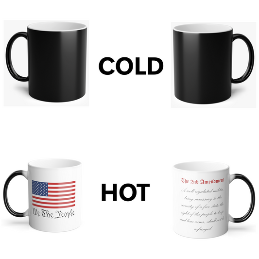 Magic Mug! USA Flag and Second Amendment Coffee Mug - Patriotic 'We The People' Design