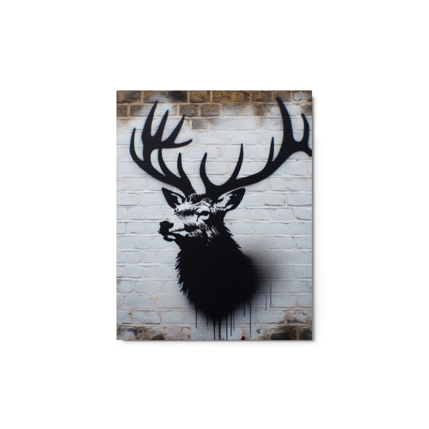 Metal Print 11" x 14" Elk Spraypaint Art on Brick Wall