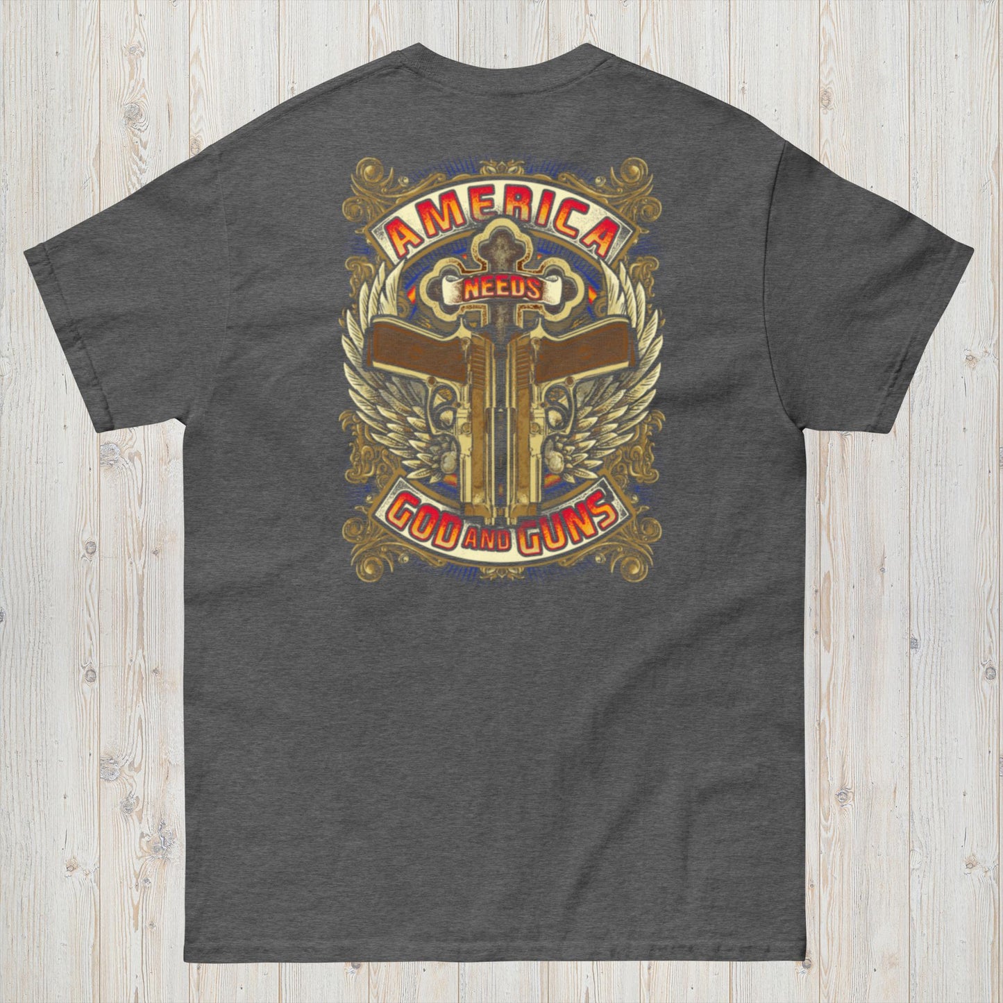 Premium Tee "America Needs God and Guns" Patriotic USA T-shirt