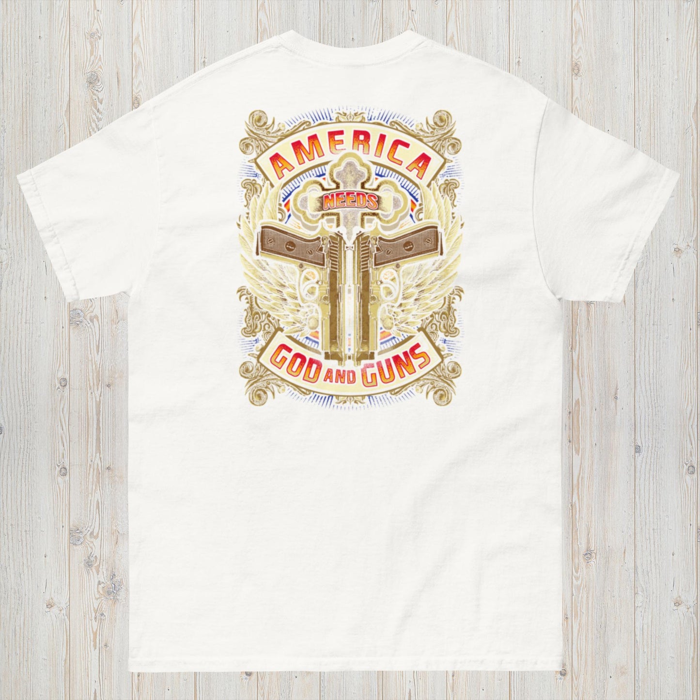 Premium Tee "America Needs God and Guns" Patriotic USA T-shirt