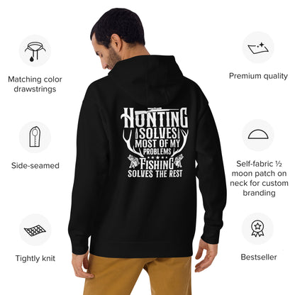 Hunting Solves Most, Fishing Solves the Rest Light Text