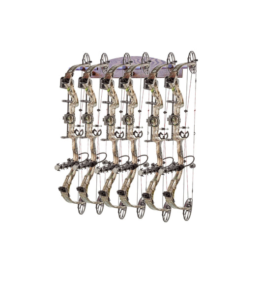 Compound Bow Recurve 6-place Solid Oak Wall Display Rack