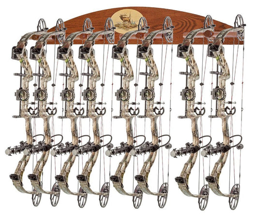 Personalized Compound Bow Recurve 8-place Solid Oak Wall Display Rack